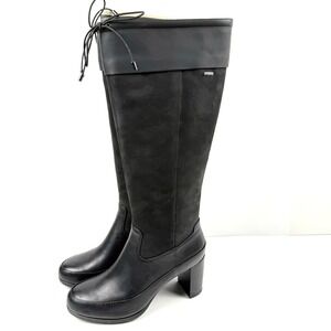 Clarks London Town Boots Womens 9 Black High Heel Rain Gore Tex GTX